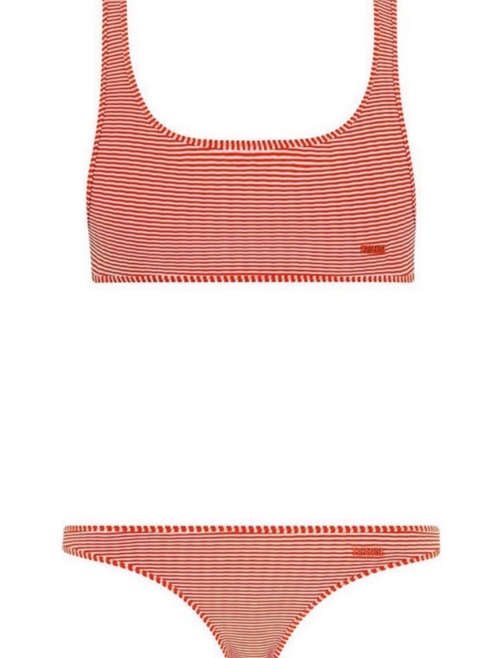 Triangl swimwear Coral (red) & White Striped Neoprene Bikini
